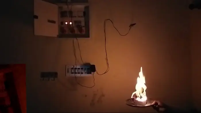 Fire Eye demonstration with a flame beside a switchboard